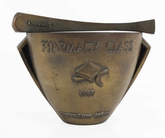 PHARMACY CLASS 1967 BRONZE MORTAR & PESTLE
