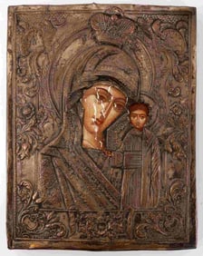 VIRGIN MADONNA WITH CHILD ANTIQUE CRETE ICON