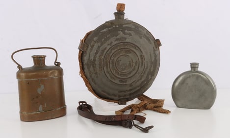 CIVIL INDIAN WAR CANTEEN FLASK STRAP LOT
