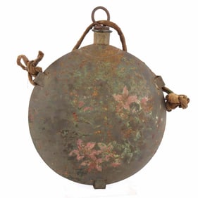 US CIVIL WAR SMOOTH SIDE CANTEEN WITH PINK FLOWERS