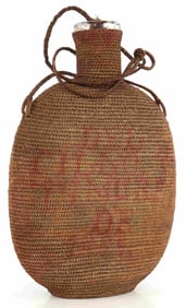 MEXICAN GLASS CANTEEN WITH WICKER CASE