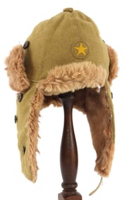 WWII IMPERIAL JAPANESE ARMY WINTER WEATHER FUR CAP