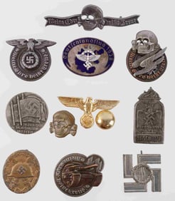 WWII GERMAN THIRD REICH BADGES MEDALS LOT OF 11