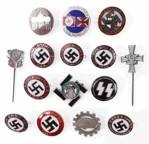 WWII GERMAN THIRD REICH NSDAP BUTTONS PINS LOT 15