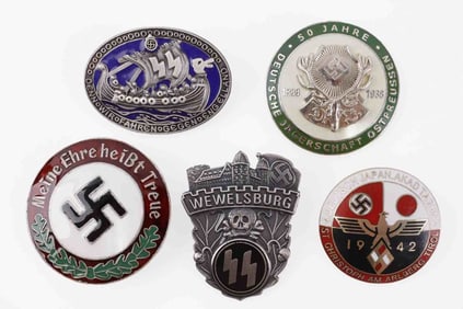 WWII GERMAN THIRD REICH PINS & BUTTONS LOT OF 5