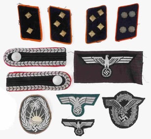 WWII GERMAN THIRD REICH TABS & PATCHES LOT OF 11