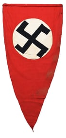 WWII GERMAN THIRD REICH SWASTIKA PENNANT FLAG