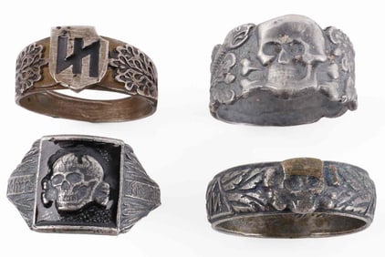 WWII GERMAN THIRD REICH SILVER RINGS LOT OF 4