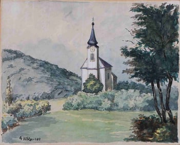 WWII GERMAN REICH HITLER PAINTING WITH COA