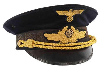 WWII GERMAN D.A.F. N.S.D.A.P. GILT INSIGNIA VISOR