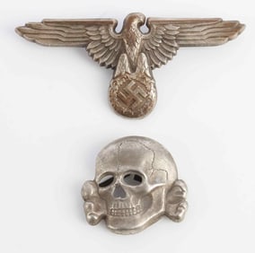 WWII GERMAN SS OFFICER VISOR PIN SET