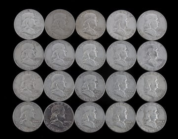 $10 FACE 90% SILVER FRANKLIN HALF DOLLAR COIN LOT