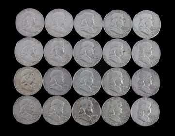 $10 FACE 90% SILVER FRANKLIN HALF DOLLAR COIN LOT