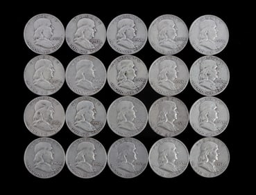 $10 FACE 90% SILVER FRANKLIN HALF DOLLAR COIN LOT