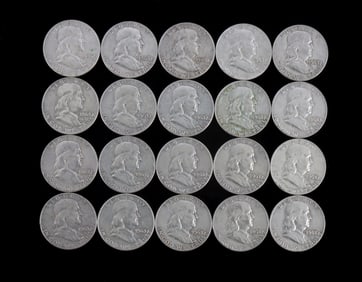 $10 FACE 90% SILVER FRANKLIN HALF DOLLAR COIN LOT