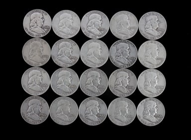 $10 FACE 90% SILVER FRANKLIN HALF DOLLAR COIN LOT