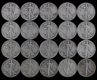 $10 FACE VALUE 90% SILVER WALKING LIBERTY HALF