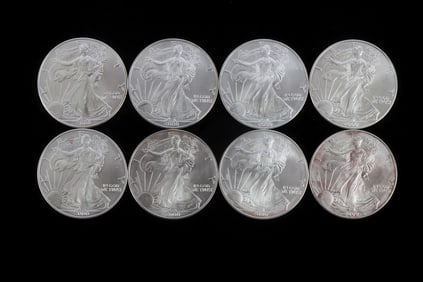 8 2000 1 OZT OUNCE SILVER AMERICAN EAGLE COINS