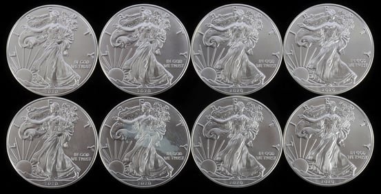 8 2020 1 OZT OUNCE SILVER AMERICAN EAGLE BU COINS