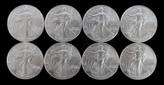 8 2024 1 OZT OUNCE SILVER AMERICAN EAGLE COIN LOT