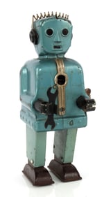 LINEMAR ANTIQUE TOY WIND UP ROBOT WORKING