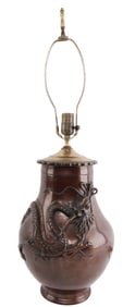 BRONZE DRAGON TABLE LAMP JAPANESE