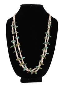 NATIVE AMERICAN PUEBLO TURQUOISE & HEISHI NECKLACE