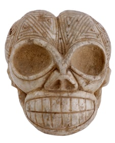 ENGRAVED MARBLE TAINO PORTRAIT HEAD
