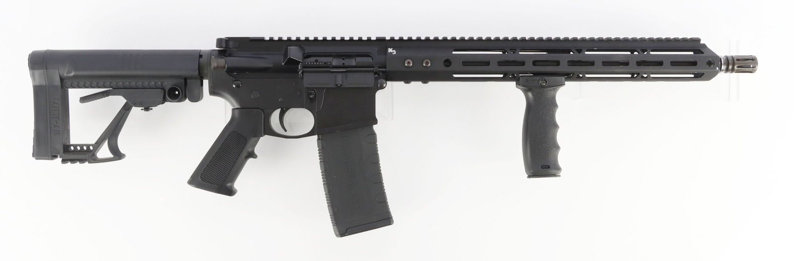 N5 WAR ANGEL FIREARMS 5.56 AR-15 PATTERN RIFLE: N5 War Angel Firearms AR-15 semi-automatic rifle. Barrel length 16.1 inches. Brass Aluminum Forging flat-top upper receiver with N5 polymer lower, N5 aluminum hand guard, adjustable buttstock and vert