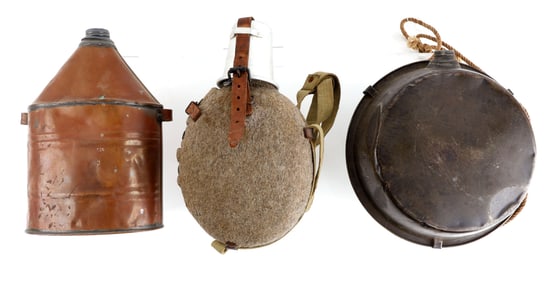 3 CANTEEN LOT YUGOSLAV & REVOLUTIONARY WAR POWDER