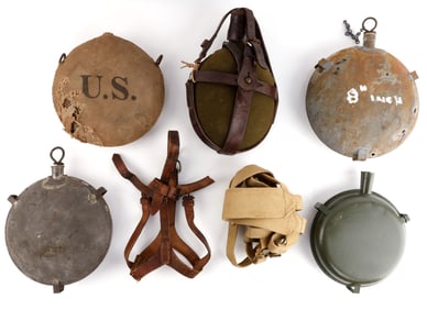 5 CANTEEN LOT & PARTS U.S. CIVIL WAR M1858 GERMAN