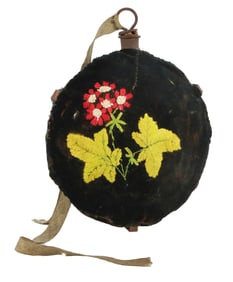 CIVIL WAR CANTEEN WITH DECORATIVE CLOTH COVER