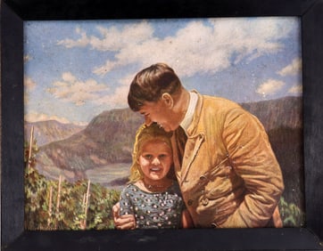 WWII GERMAN PAINTING OF HITLER & BERNILE NIENAU