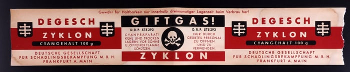 WWII GERMAN REICH ZYKLON B GIFTGAS LABEL
