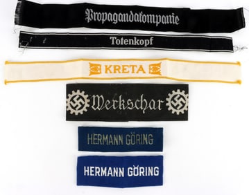 WWII GERMAN CUFF TITLE ARM BAND LOT OF 6
