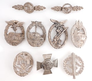 WWII GERMAN THIRD REICH BADGES LOT OF 8