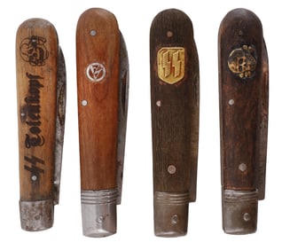 WWII GERMAN THIRD REICH POCKET KNIVES LOT OF 4