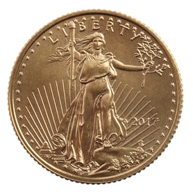 2017 GOLD 1/10 OZT OUNCE AMERICAN EAGLE BU COIN