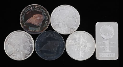 6 1 OZT OUNCE .999 SILVER BAR & ROUND LOT