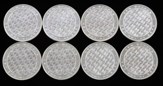 8 1 OZT OUNCE .999 FINE SILVER BULLION ROUNDS