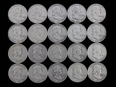 $10 FACE 90% SILVER FRANKLIN HALF DOLLAR COIN LOT