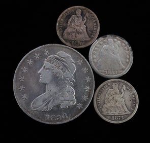 1836 CAPPED BUST HALF & 1875 1853 1876 SEATED DIME
