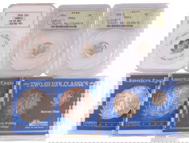 6 U.S. SILVER COIN LOT EAGLE WALKING MERCURY