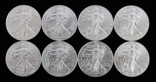8 2016 1 OZT OUNCE SILVER AMERICAN EAGLE BU COINS