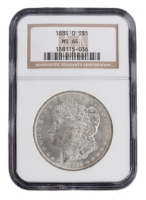 1884-O MORGAN SILVER DOLLAR COIN NGC MS 64