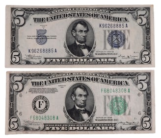 2 1934 FEDERAL RESERVE NOTE & SILVER CERTIFICATE