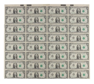 UNCUT FEDERAL RESERVE BANKNOTE SHEET OF 32