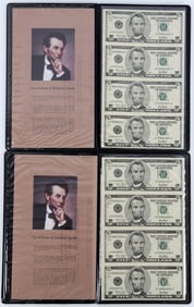 WORLD RESERVE UNCUT CURRENCY 8 $5.00 BANKNOTE LOT