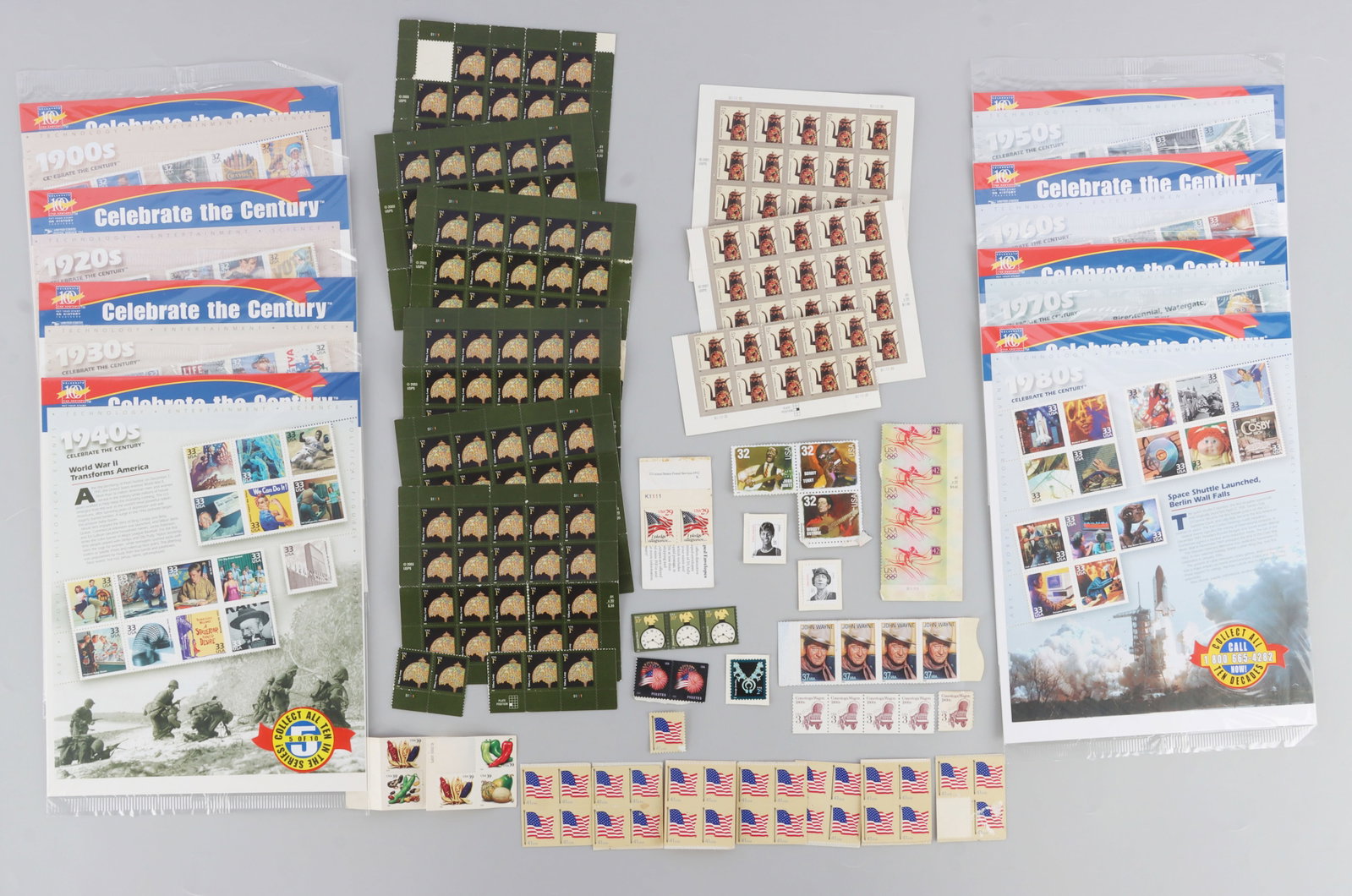 OVER $60 FACE VALUE UNUSED U.S. POSTAGE STAMPS: 1 Cent to .41 cents, including a good number of Sheets.