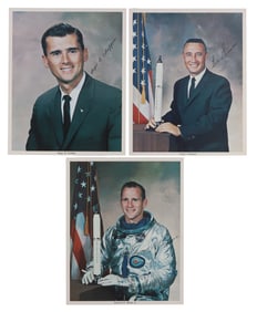 APOLLO 1 CREW SIGNED HEAD SHOT PHOTOS LOT OF 3